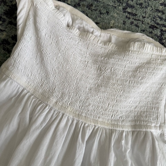 Strapless Women’s American Eagle Y2K Eyelit White Mini Dress Summer Preppy Boho - Picture 10 of 11